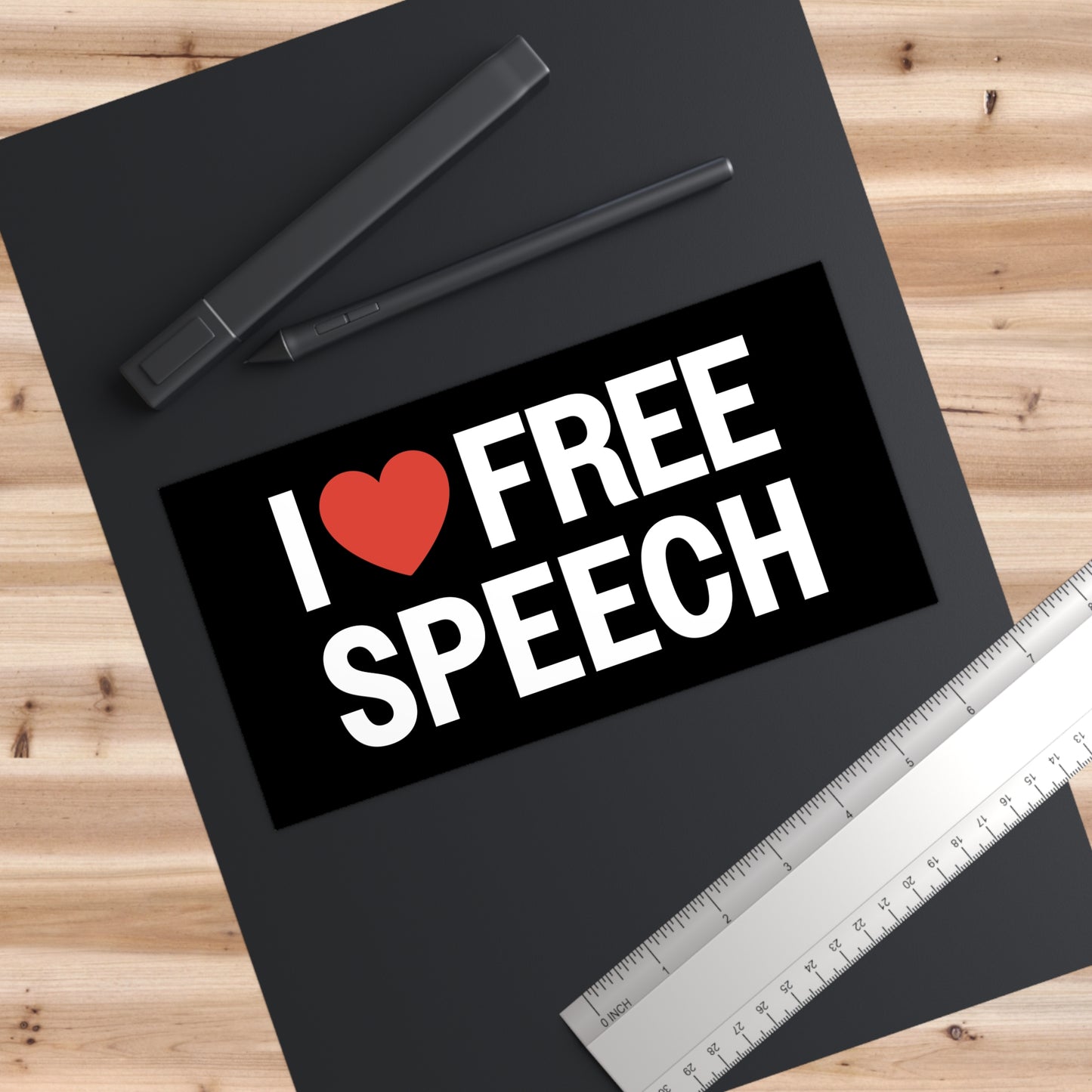 I ❤️ FREE SPEECH Bumper Sticker - Small - Black