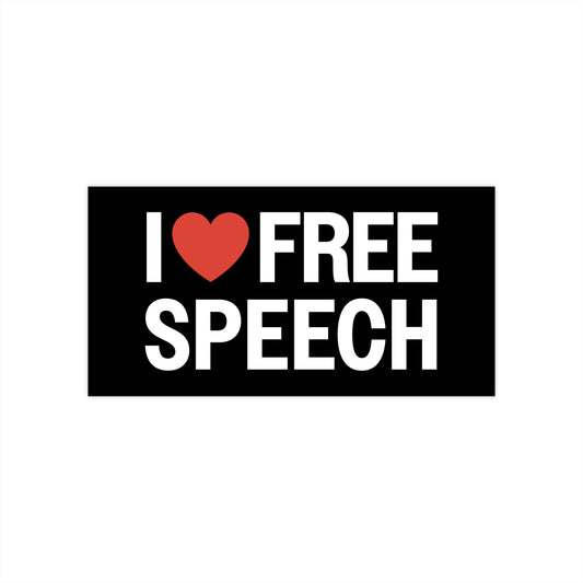 I ❤️ FREE SPEECH Bumper Sticker - Small - Black